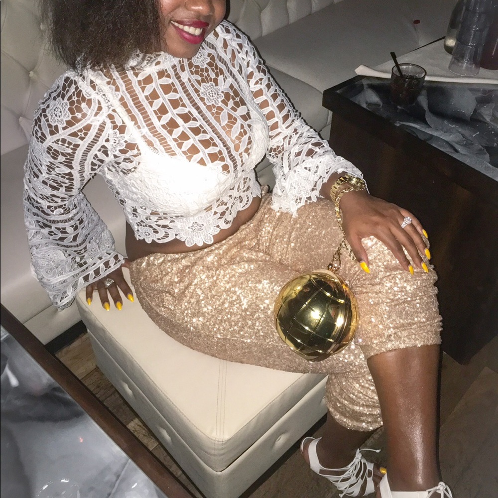 White LACE Bell Sleeve Crop Top with back zipper